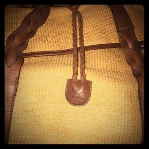 Eddie Bauer Cow leather/Rafia duffel bag